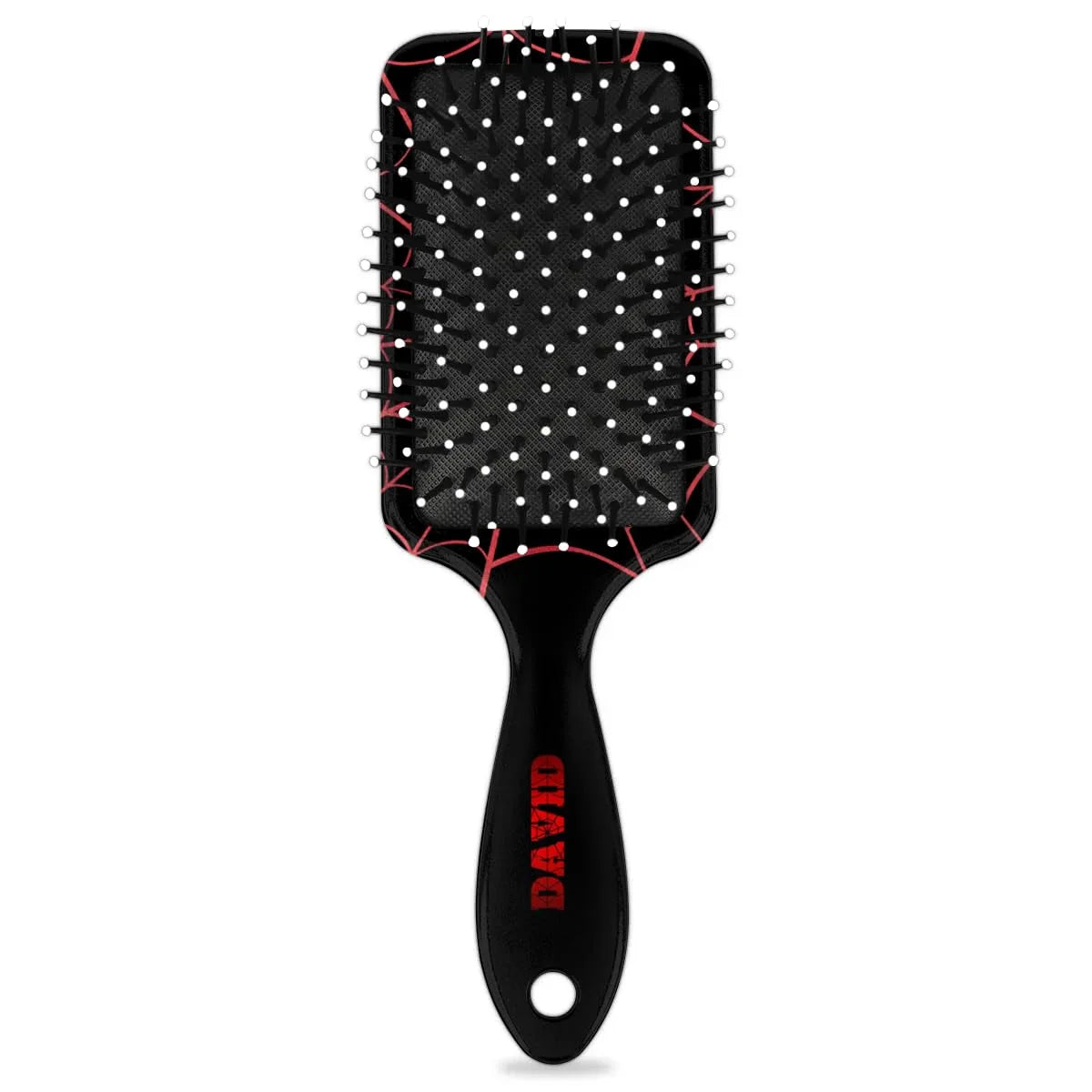 Personalized-Kids-Hair-Brush for Boy Girls Custom Gift Detangler Brush Soft Bristle Hair Brushes Travel Hair Brush for All Hair Types Christmas Hallowmas Spider Web Sliver Dot