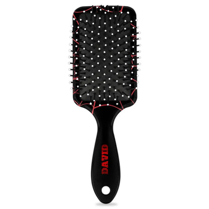 Personalized-Kids-Hair-Brush for Boy Girls Custom Gift Detangler Brush Soft Bristle Hair Brushes Travel Hair Brush for All Hair Types Christmas Hallowmas Spider Web Sliver Dot
