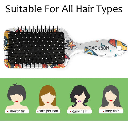 Personalized Cool-Rocket Detangler-Hair-Brush for Kids-Boys,Glides Through Tangles Comb,Custom Name Hair Brushes for All Hair Types Wet/Dry/Curly/Thick Hair,Dark Blue