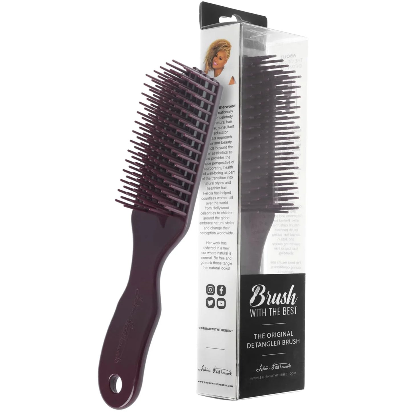 Yellow Detangler Brush by Felicia Leatherwood - For Kinky, Curly, Wavy 4c or Straight Hair - Tame Your Tangles Smooth Your Coils - Pain Free for All Ages