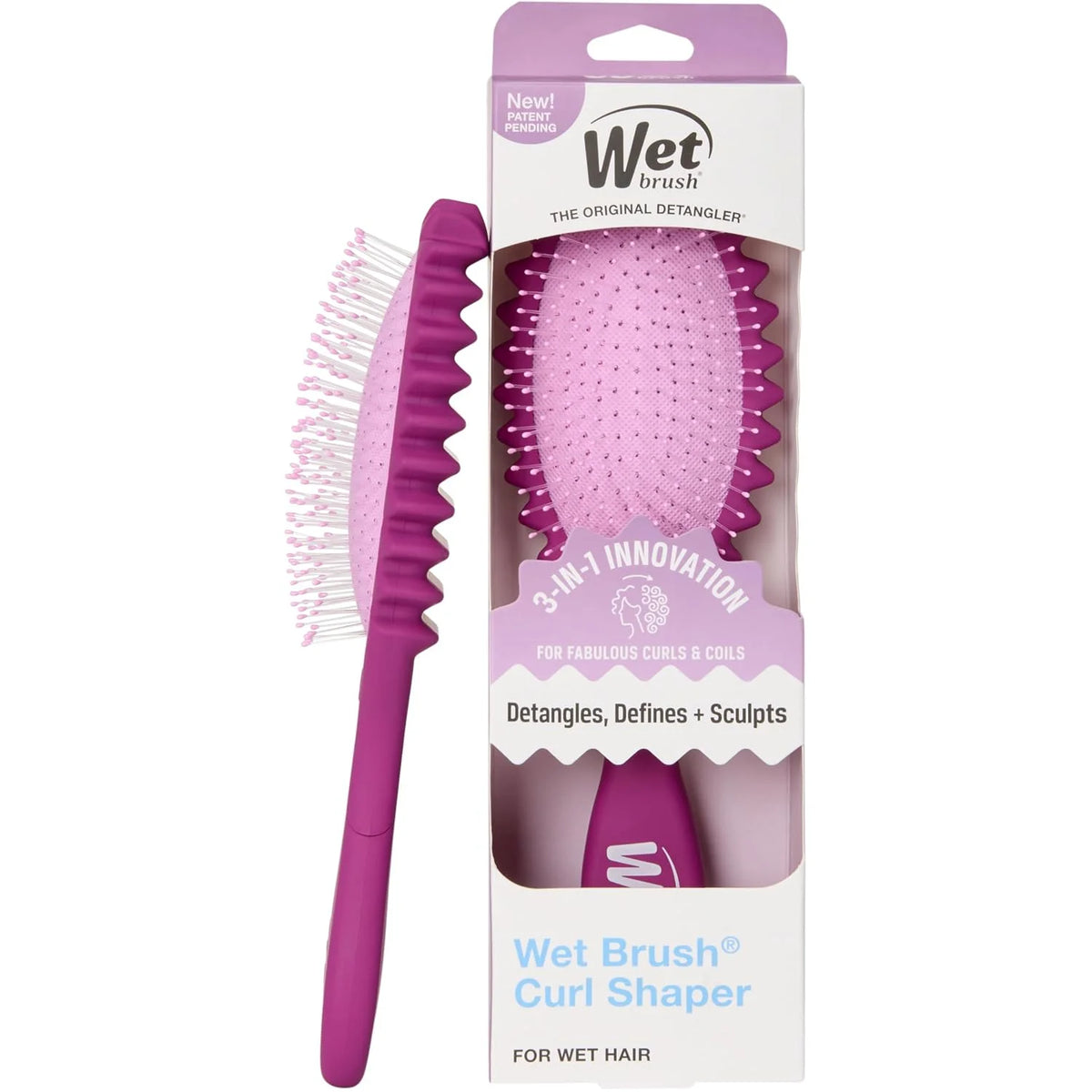 Wet Brush Curl Shaper Detangler Brush, Purple, Made for Women, Men & Kids