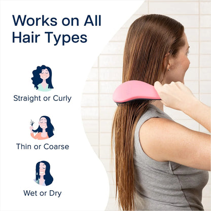 Crave Naturals Glide Thru Hair Brush - Detangler Brush for Curly, Straight, Wet or Dry Hair - Gentle Detangling Brushes for Adults, Kids, Toddlers - Hair Accessories for Women, 7.5x3" - Pink