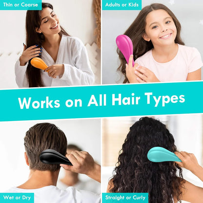 2 Pack Detangling Hair Brush - Detangler Hairbrush with Ultra Soft Bristles for Effortless Tangle Removal - For Dry Wet Damaged Curly Hair for Men Women Girls Boys Kids - Black & Green