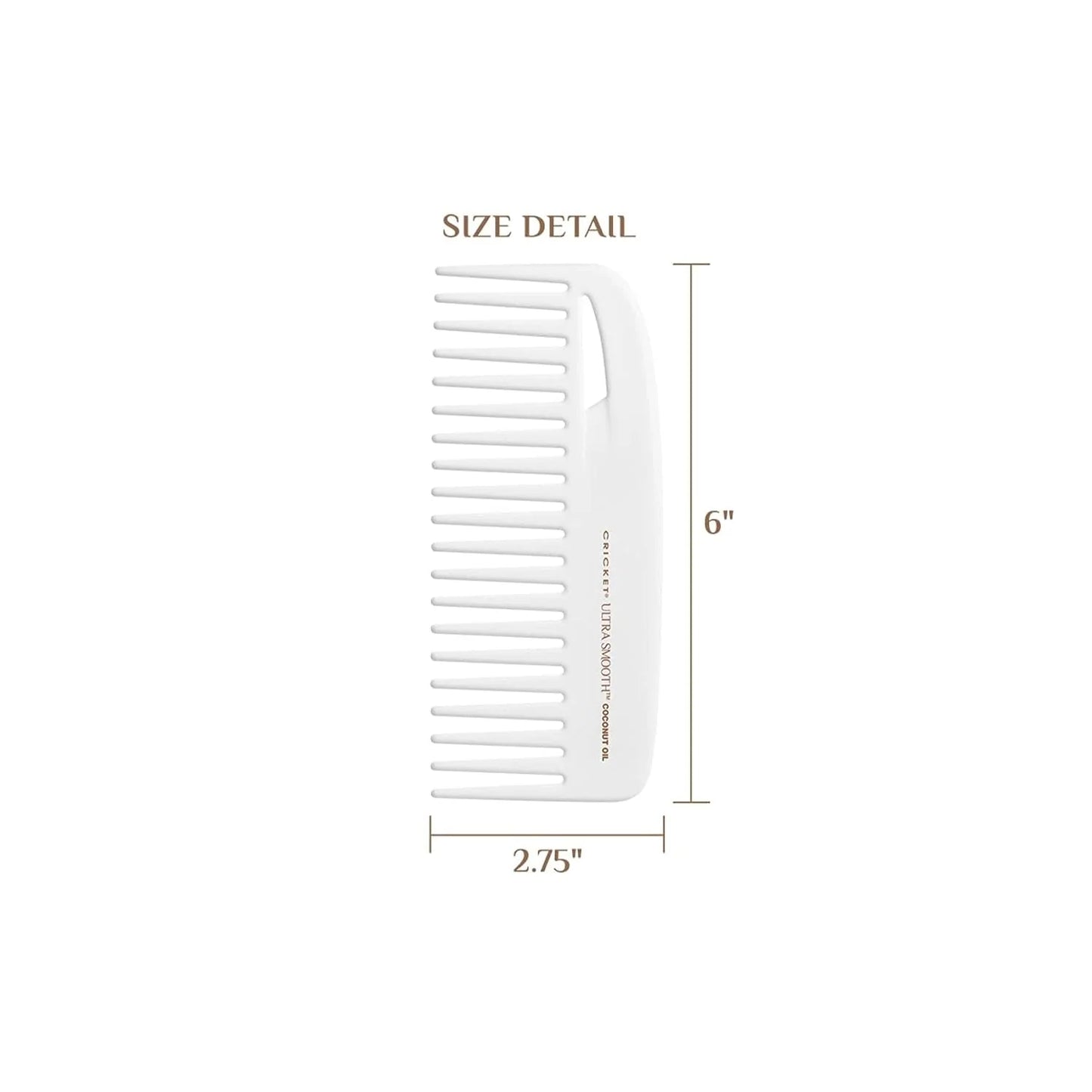 Cricket Ultra Smooth Coconut Conditioning Comb – Infused with Coconut Oil & Keratin for Frizz-Free Shine and Hydration, Ideal for Mid-Length, Thick, and Textured Hair