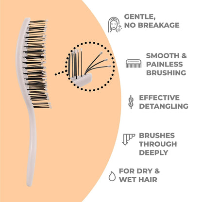 Ninabella Detangler Brush - No Tangle Hair Brush for Women, Fine, Thick and Long Hair - Hairbrush for Wet and Dry Hair, Gentle on the Scalp - Elegant Black