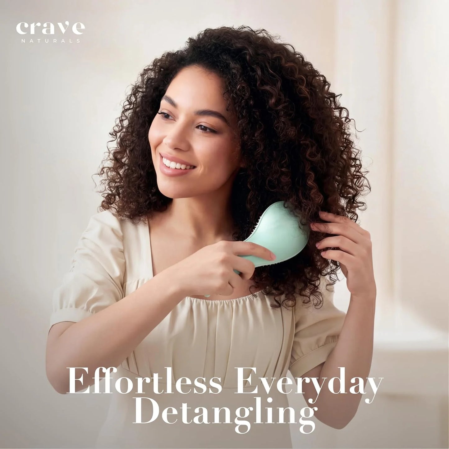 Crave Naturals Mini Detangler Hair Brush Turquoise – Glide Thru Hair Detangler Brush for Women, Kids & Toddlers – Gentle Scalp Care, No-Pain Tangle-Free Hairbrush for All Hair Types, Travel Hair Brush