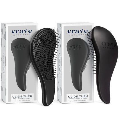 Crave Naturals Glide Thru Hair Brush - Detangler Brush for Curly, Straight, Wet or Dry Hair - Gentle Detangling Brushes for Adults, Kids, Toddlers - Hair Accessories for Women, 7.5x3" - Pink
