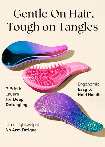 Lily England Detangling Comb & Brush Set for Girls, Tail & Wide Tooth Comb