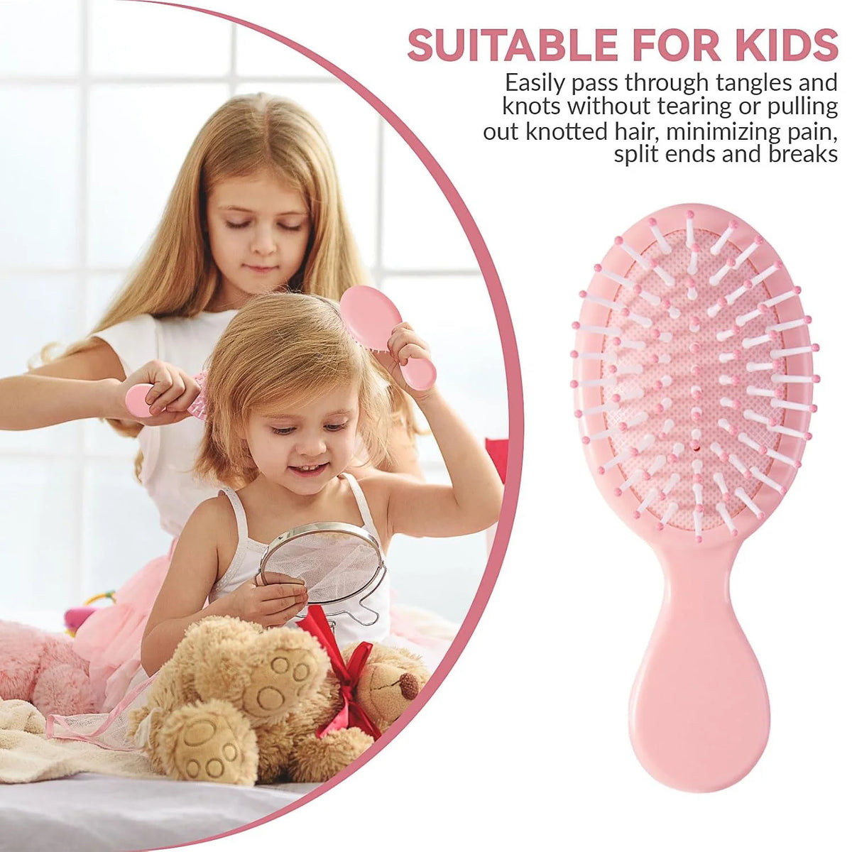 2P Mini Hair Brush,Brush Squirt Detangling Brush,Mini Detangler Brush, No Tangle Ultra-Soft IntelliFlex Bristles,with Ease Knots Without Tears or Breakage (Bright flour)