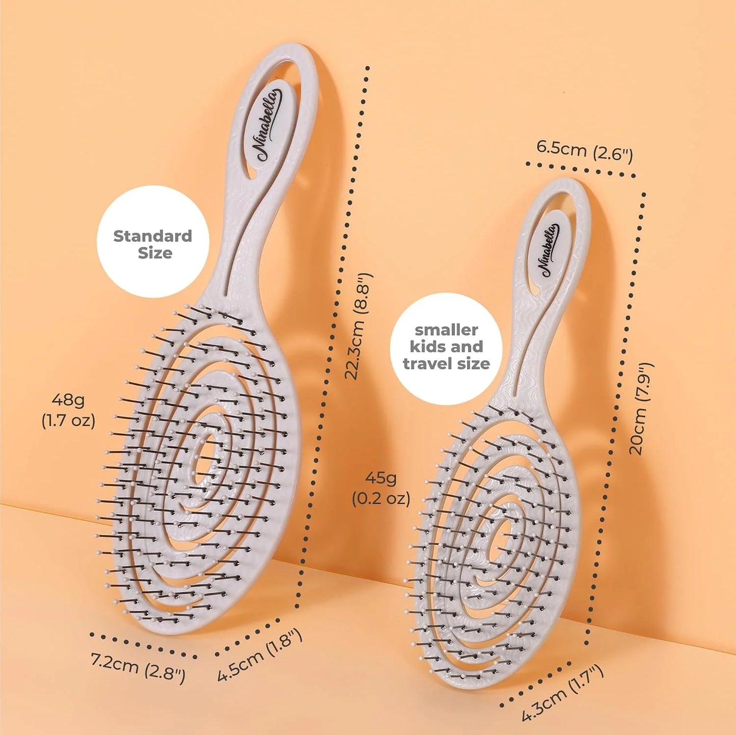 Ninabella Detangler Brush - No Tangle Hair Brush for Women, Fine, Thick and Long Hair - Hairbrush for Wet and Dry Hair, Gentle on the Scalp - Elegant Black