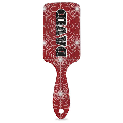 Personalized-Kids-Hair-Brush for Boy Girls Custom Gift Detangler Brush Soft Bristle Hair Brushes Travel Hair Brush for All Hair Types Christmas Hallowmas Spider Web Sliver Dot