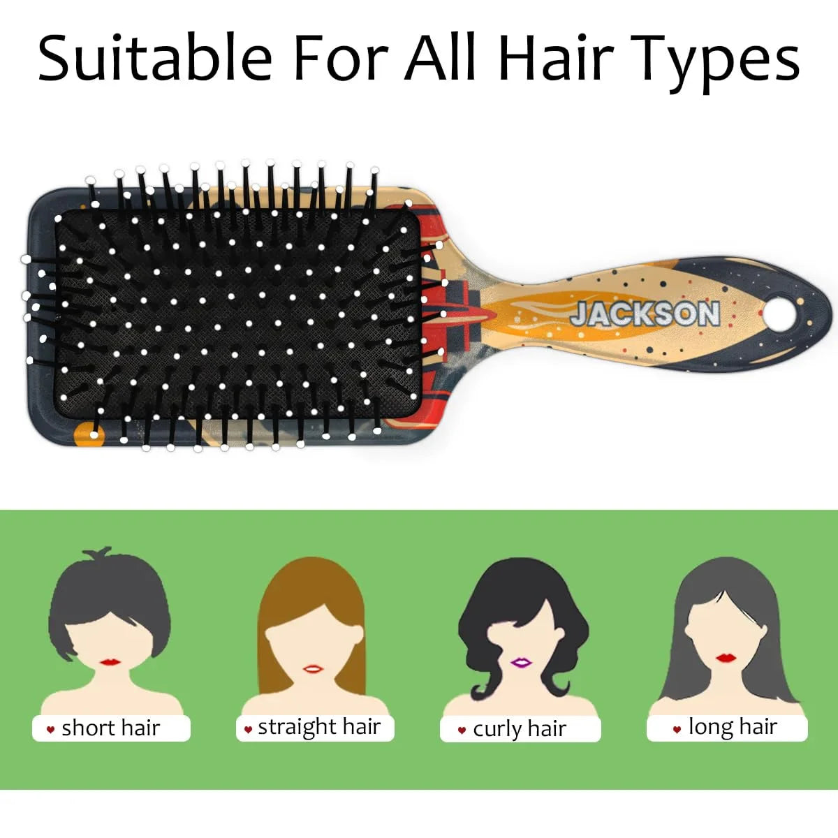 Personalized Cool-Rocket Detangler-Hair-Brush for Kids-Boys,Glides Through Tangles Comb,Custom Name Hair Brushes for All Hair Types Wet/Dry/Curly/Thick Hair,Dark Blue