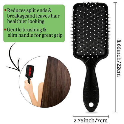 Personalized-Kids-Hair-Brush for Boy Girls Custom Gift Detangler Brush Soft Bristle Hair Brushes Travel Hair Brush for All Hair Types Christmas Hallowmas Spider Web Sliver Dot