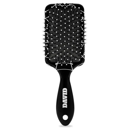 Personalized-Kids-Hair-Brush for Boy Girls Custom Gift Detangler Brush Soft Bristle Hair Brushes Travel Hair Brush for All Hair Types Christmas Hallowmas Spider Web Sliver Dot