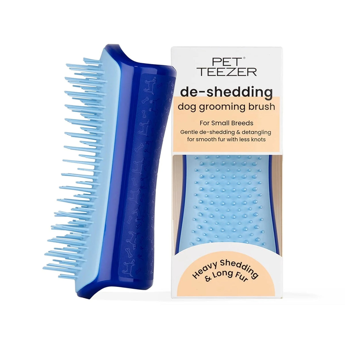 Pet Teezer De-Shedding Dog Brush for Long Hair Breeds, Large, Blue & Pink
