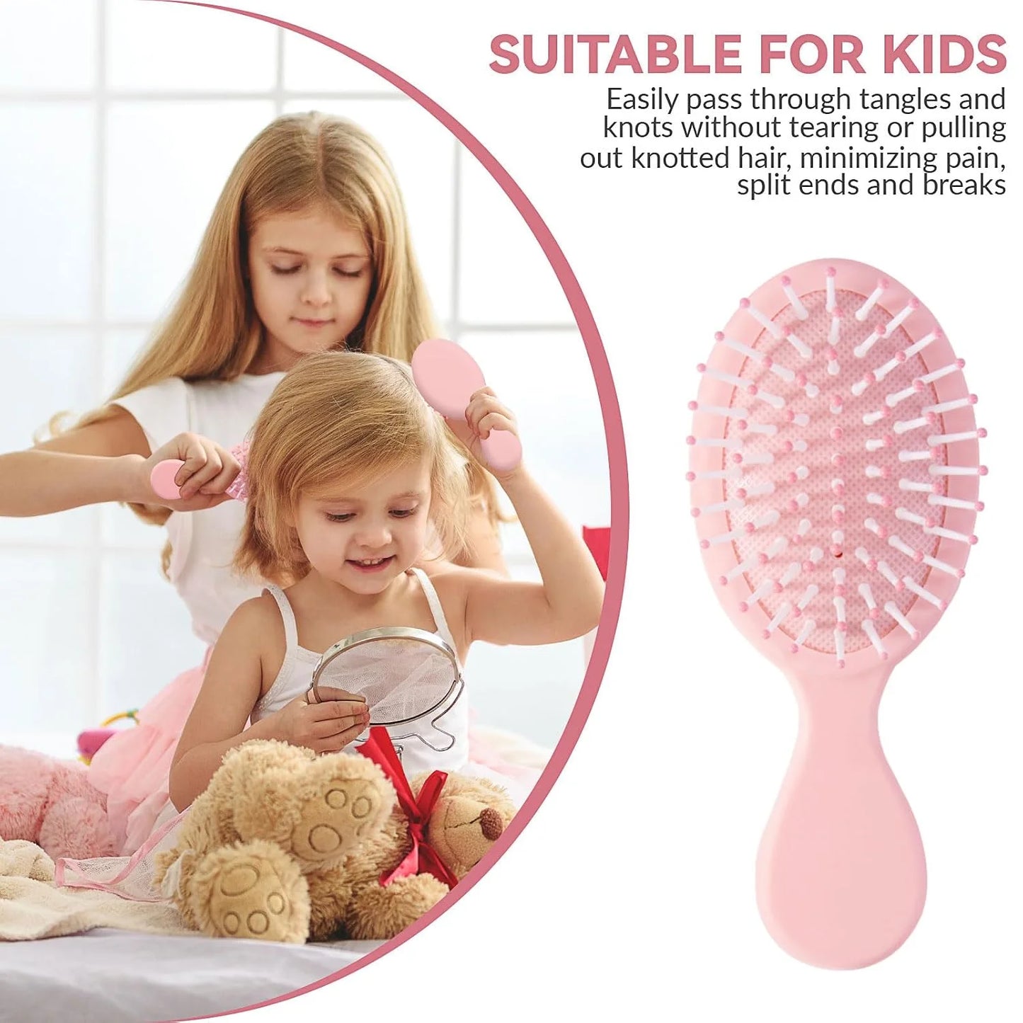 2P Mini Hair Brush,Brush Squirt Detangling Brush,Mini Detangler Brush, No Tangle Ultra-Soft IntelliFlex Bristles,with Ease Knots Without Tears or Breakage (Bright flour)