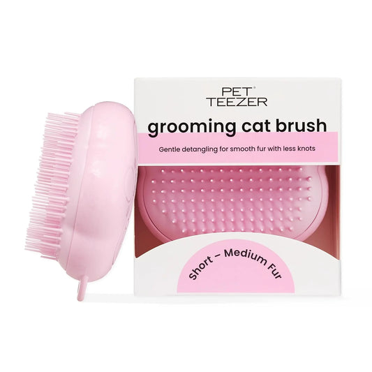 Pet Teezer Cat Brush for De-Shedding Short to Medium Fur, Millennial Pink