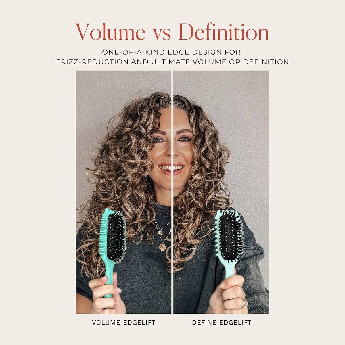 Bounce Curl Volume EdgeLift Brush, 5-In-1 Styling Tool Defined Curls Purple