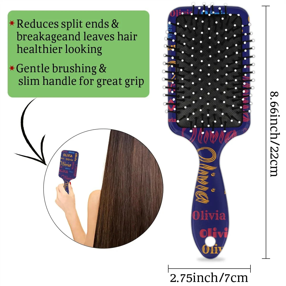 Personalized Name Hair Brush Detangler Brush Gifts for Women Man Custom Detangler-Hair-Brush Kids-Toddler-Girls for Travel All Hair Types