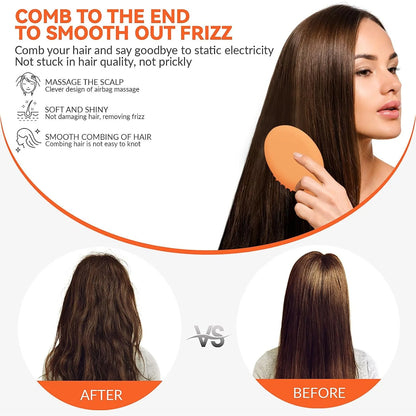 2P Mini Hair Brush,Brush Squirt Detangling Brush,Mini Detangler Brush, No Tangle Ultra-Soft IntelliFlex Bristles,with Ease Knots Without Tears or Breakage (Bright flour)