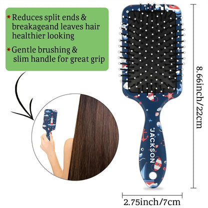 Personalized Cute Car Detangler-Hair-Brush for Kids Boys,Glides Through Tangles Comb,Custom Name Hair Brushes for All Hair Types Wet/Dry/Curly/Thick Hair,White 2