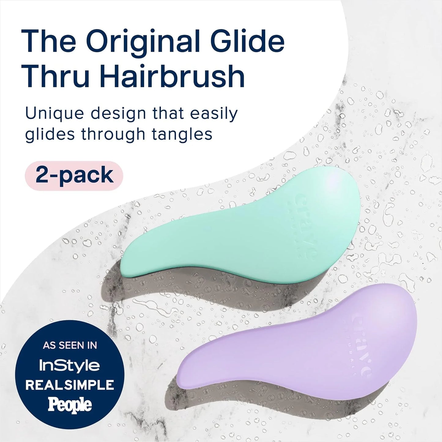 Crave Naturals Glide Thru Hair Brush - Detangler Brush for Curly, Straight, Wet or Dry Hair - Gentle Detangling Brushes for Adults, Kids, Toddlers - Hair Accessories for Women, 7.5x3" - Pink