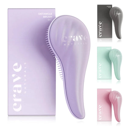 Crave Naturals Mini Detangler Hair Brush Turquoise – Glide Thru Hair Detangler Brush for Women, Kids & Toddlers – Gentle Scalp Care, No-Pain Tangle-Free Hairbrush for All Hair Types, Travel Hair Brush