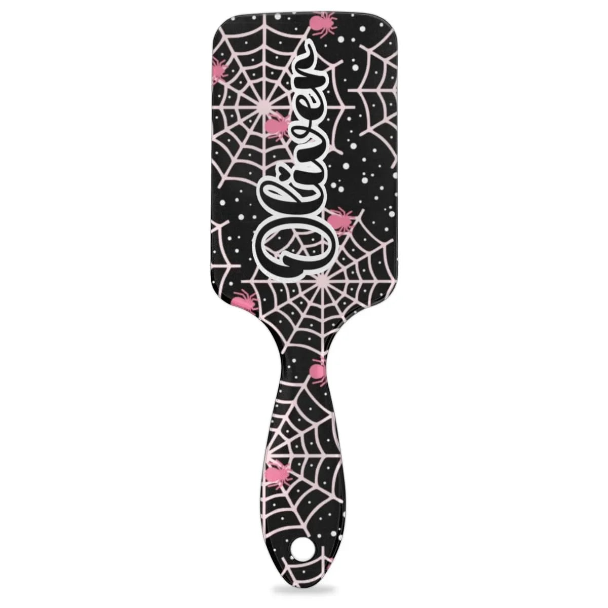 Personalized-Kids-Hair-Brush for Boy Girls Custom Gift Detangler Brush Soft Bristle Hair Brushes Travel Hair Brush for All Hair Types Christmas Hallowmas Spider Web Sliver Dot