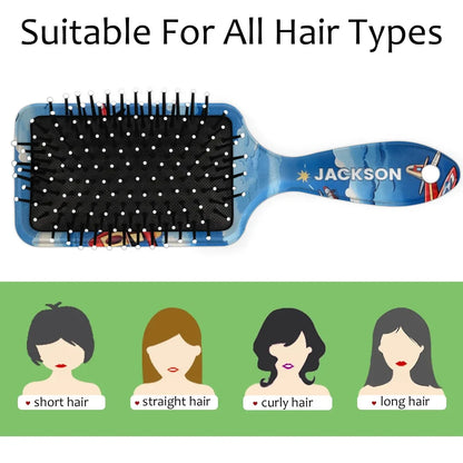 Personalized Cute Car Detangler-Hair-Brush for Kids Boys,Glides Through Tangles Comb,Custom Name Hair Brushes for All Hair Types Wet/Dry/Curly/Thick Hair,White 2