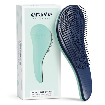 Crave Naturals Glide Thru Hair Brush - Detangler Brush for Curly, Straight, Wet or Dry Hair - Gentle Detangling Brushes for Adults, Kids, Toddlers - Hair Accessories for Women, 7.5x3" - Pink