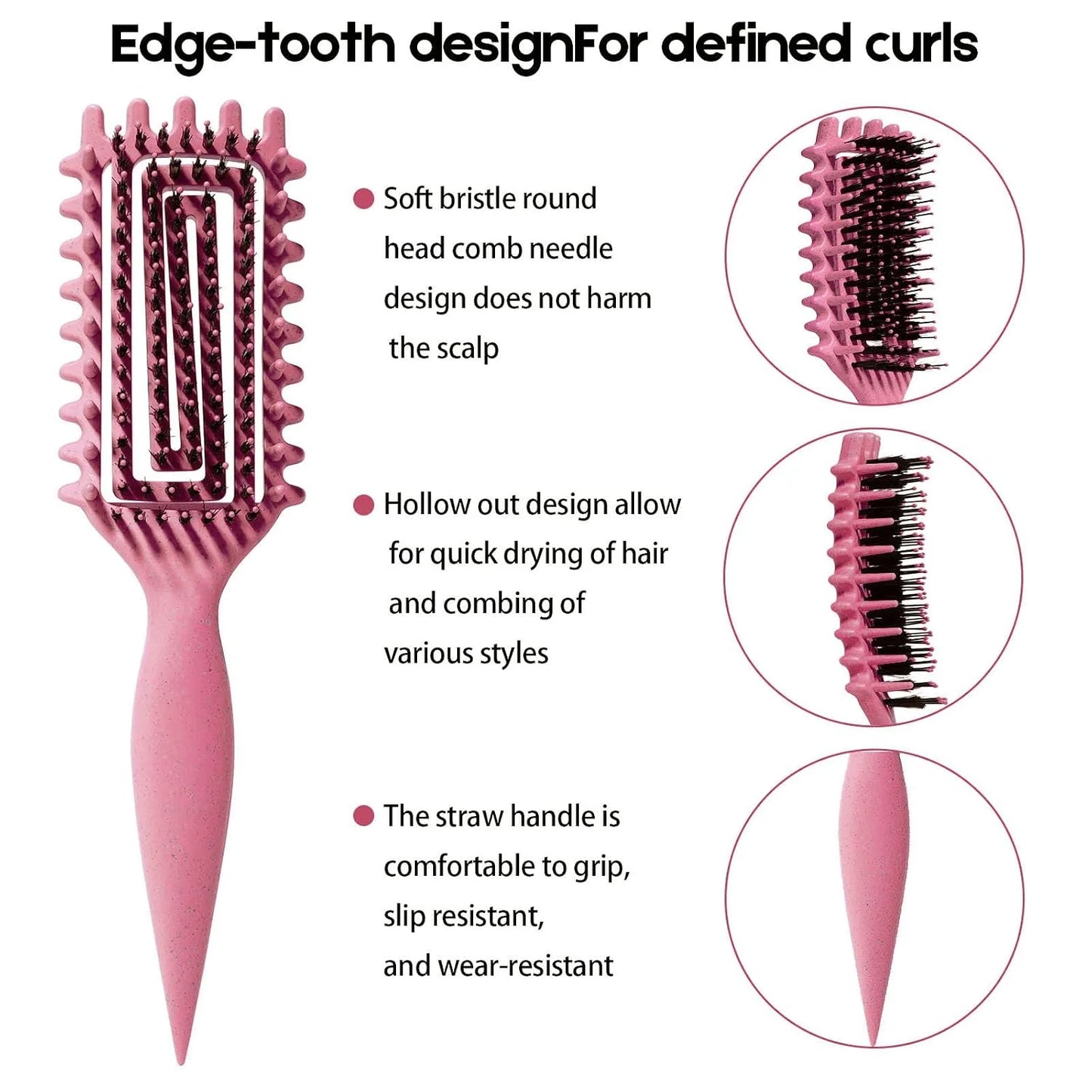 Curly Hair Brush Candybrush Curl Defining Brush for Detangling Shaping and Defining Curls for Women, Men, Wet & Dry Hair (Green Pink)