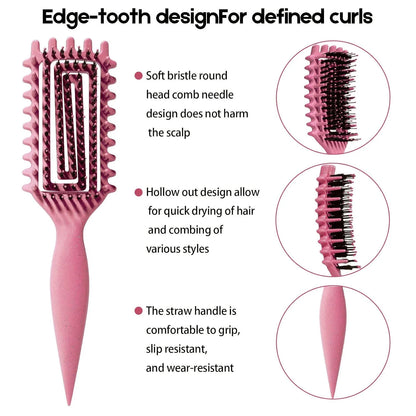 Curly Hair Brush Candybrush Curl Defining Brush for Detangling Shaping and Defining Curls for Women, Men, Wet & Dry Hair (Green Pink)