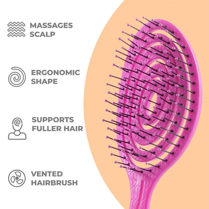 Ninabella Detangler Brush - No Tangle Hair Brush for Women, Fine, Thick and Long Hair - Hairbrush for Wet and Dry Hair, Gentle on the Scalp - Elegant Black