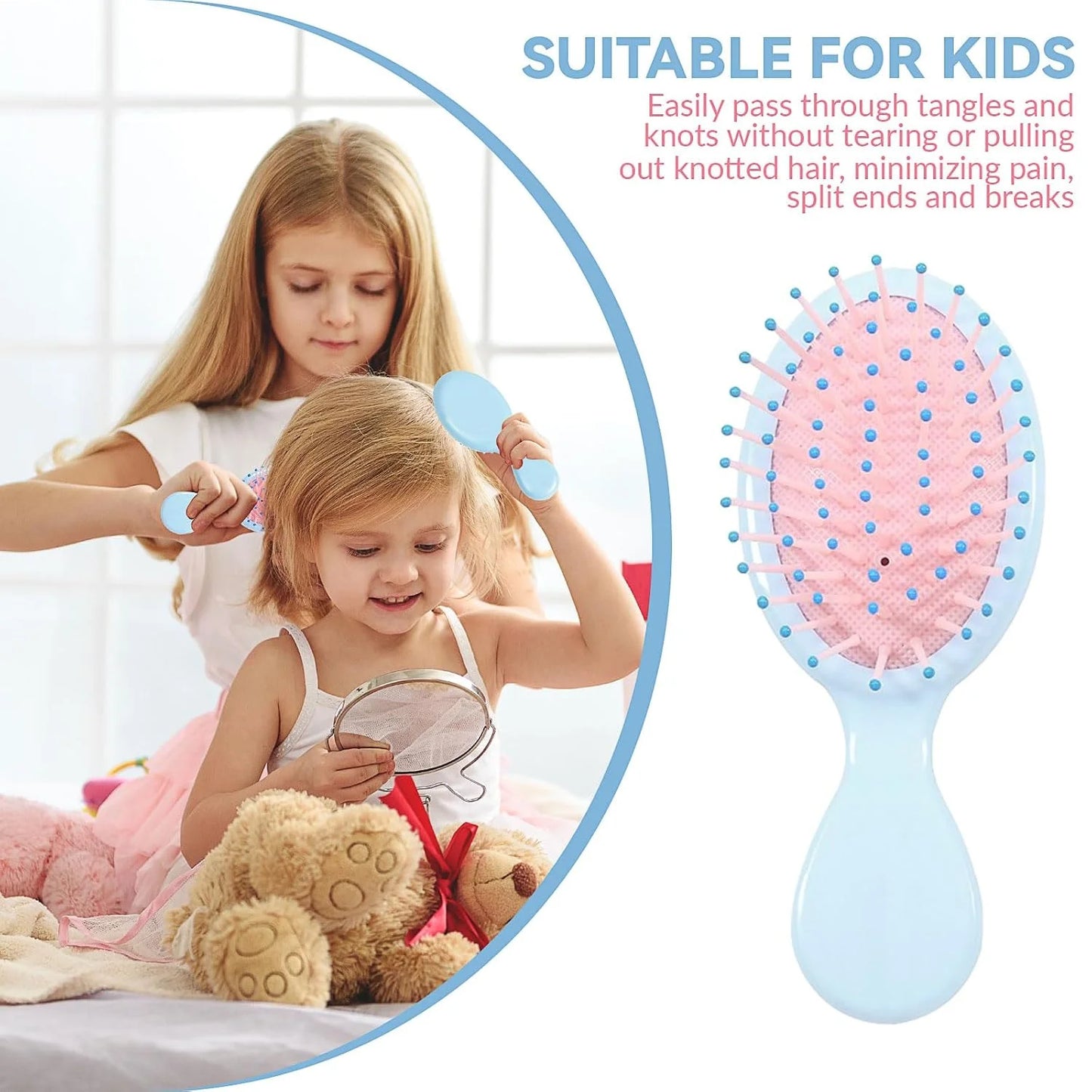 2P Mini Hair Brush,Brush Squirt Detangling Brush,Mini Detangler Brush, No Tangle Ultra-Soft IntelliFlex Bristles,with Ease Knots Without Tears or Breakage (Bright flour)