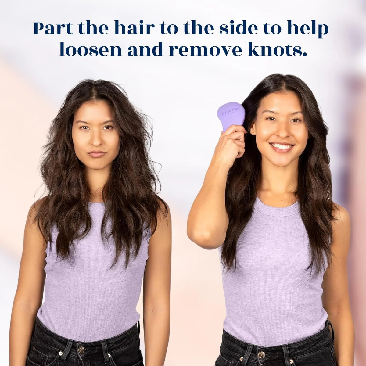Crave Naturals Glide Thru Hair Brush - Detangler Brush for Curly, Straight, Wet or Dry Hair - Gentle Detangling Brushes for Adults, Kids, Toddlers - Hair Accessories for Women, 7.5x3" - Pink