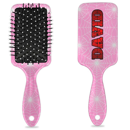 Personalized-Kids-Hair-Brush for Boy Girls Custom Gift Detangler Brush Soft Bristle Hair Brushes Travel Hair Brush for All Hair Types Christmas Hallowmas Spider Web Sliver Dot