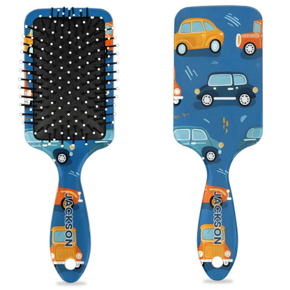 Personalized Cute Car Detangler-Hair-Brush for Kids Boys,Glides Through Tangles Comb,Custom Name Hair Brushes for All Hair Types Wet/Dry/Curly/Thick Hair,White 2