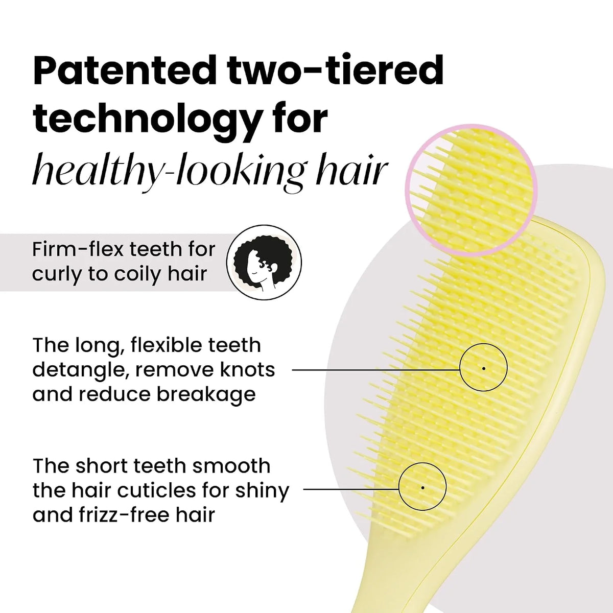 Tangle Teezer Plant-Based Ultimate Detangler Curly Hair Brush, Yellow