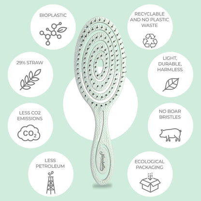 Ninabella Detangler Brush - No Tangle Hair Brush for Women, Fine, Thick and Long Hair - Hairbrush for Wet and Dry Hair, Gentle on the Scalp - Elegant Black