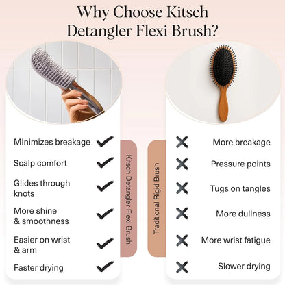 Kitsch Flexi Flow Detangler Brush, Hair Brushes For Women - Black