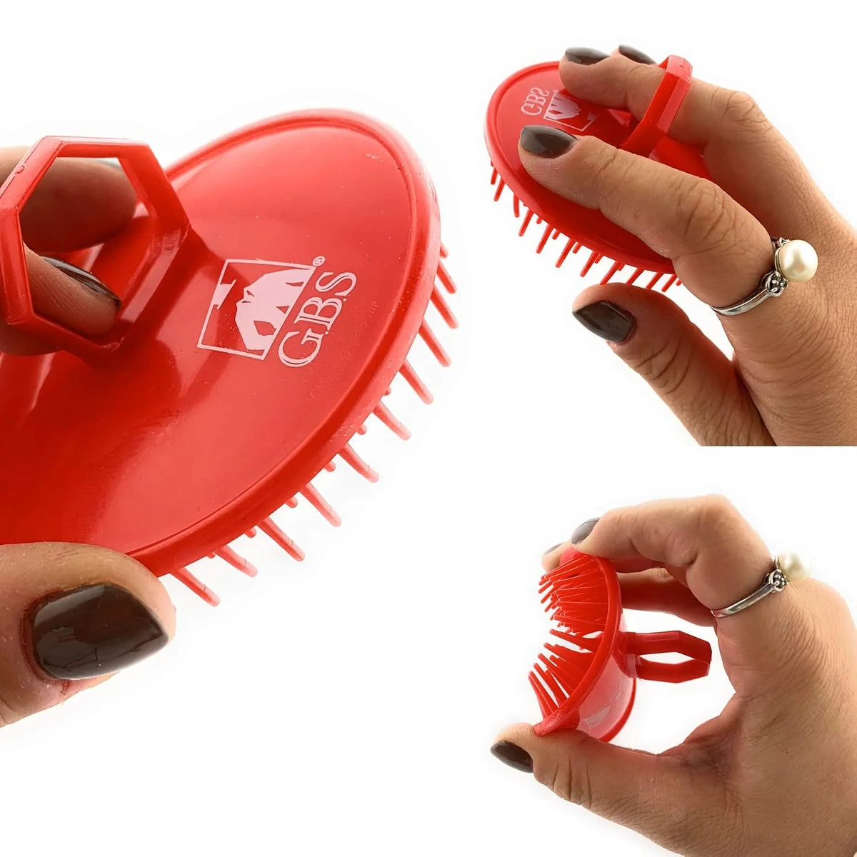 G.B.S Easy to Hold Hair Scalp Shampoo Brush Scrubber, 4 Black, 4 Red, Pack of 8