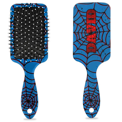 Personalized-Kids-Hair-Brush for Boy Girls Custom Gift Detangler Brush Soft Bristle Hair Brushes Travel Hair Brush for All Hair Types Christmas Hallowmas Spider Web Sliver Dot
