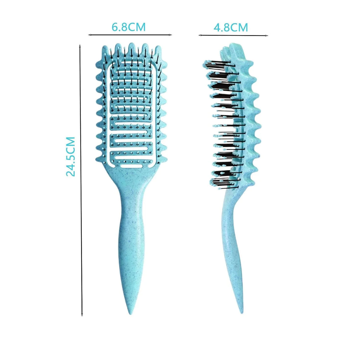 Curl Defining Brush for Curly Hair, Vented Detangling Hair Brush for Wet and Dry Styling, Curved Brush for Shaping and Smoothing Curl Clumps, Lightweight Hair Brush (2Pcs Black)
