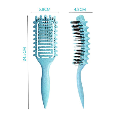 Curl Defining Brush for Curly Hair, Vented Detangling Hair Brush for Wet and Dry Styling, Curved Brush for Shaping and Smoothing Curl Clumps, Lightweight Hair Brush (2Pcs Black)