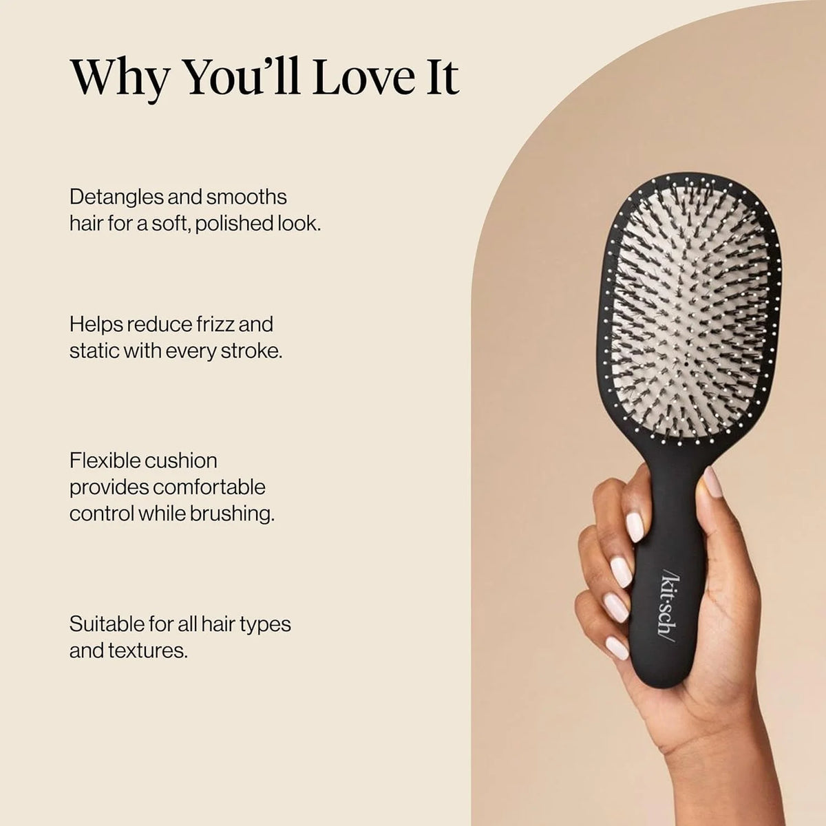 Kitsch Smooth & Polish Hair Brushes For Women and Men - Black
