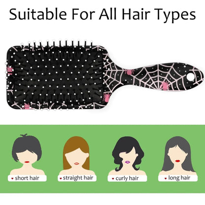 Personalized-Kids-Hair-Brush for Boy Girls Custom Gift Detangler Brush Soft Bristle Hair Brushes Travel Hair Brush for All Hair Types Christmas Hallowmas Spider Web Sliver Dot