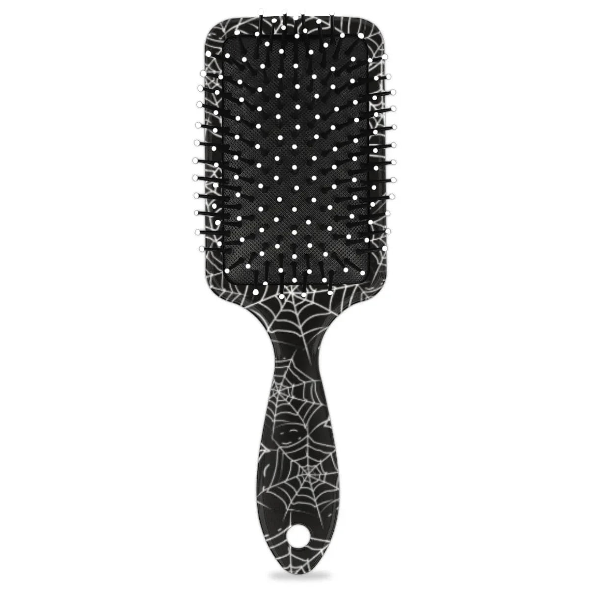 Personalized-Kids-Hair-Brush for Boy Girls Custom Gift Detangler Brush Soft Bristle Hair Brushes Travel Hair Brush for All Hair Types Christmas Hallowmas Spider Web Sliver Dot