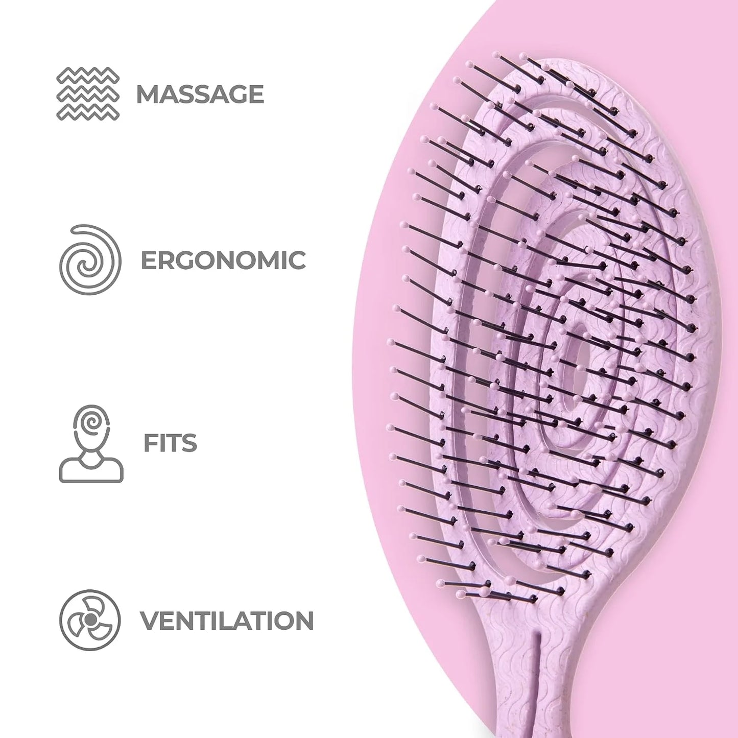 Ninabella Detangler Brush - No Tangle Hair Brush for Women, Fine, Thick and Long Hair - Hairbrush for Wet and Dry Hair, Gentle on the Scalp - Elegant Black