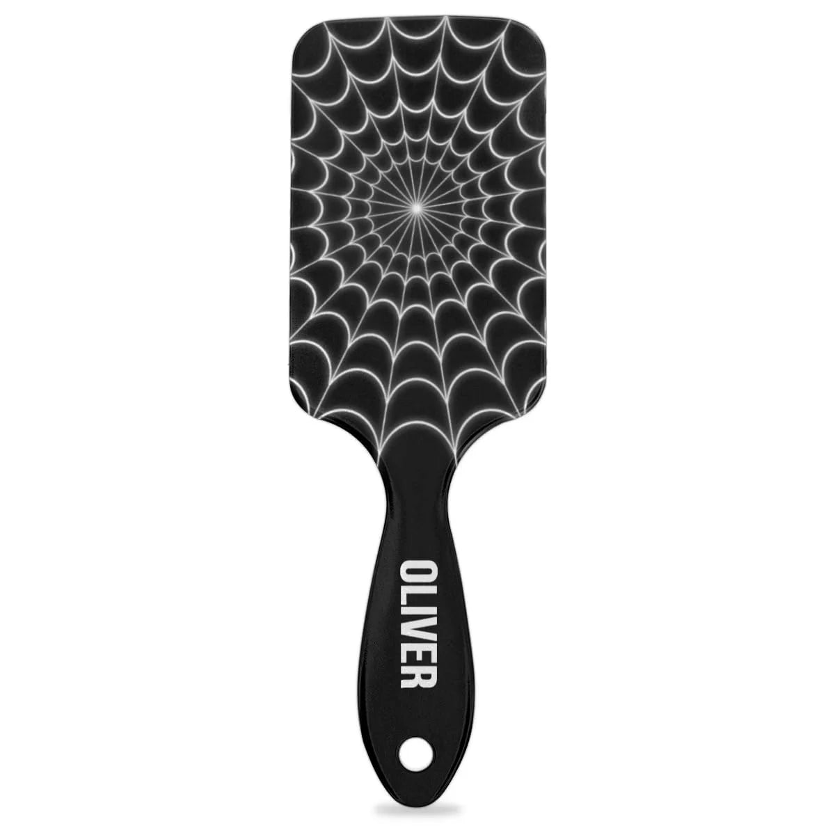 Personalized-Kids-Hair-Brush for Boy Girls Custom Gift Detangler Brush Soft Bristle Hair Brushes Travel Hair Brush for All Hair Types Christmas Hallowmas Spider Web Sliver Dot