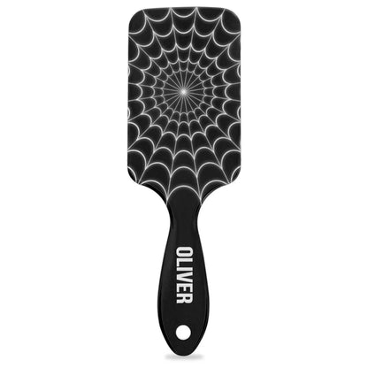 Personalized-Kids-Hair-Brush for Boy Girls Custom Gift Detangler Brush Soft Bristle Hair Brushes Travel Hair Brush for All Hair Types Christmas Hallowmas Spider Web Sliver Dot